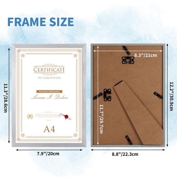 Hoikwo 18 Stück Bilderrahmen A4 Set, Silber Rahmen din A4 für 21x29,7 cm Foto Bilder Kinderzeichnungen Kunstwerke Zertifikate Dokumente, Fotorahmen für Wohnzimmer Schlafzimmer Büro Treppenhaus Flur