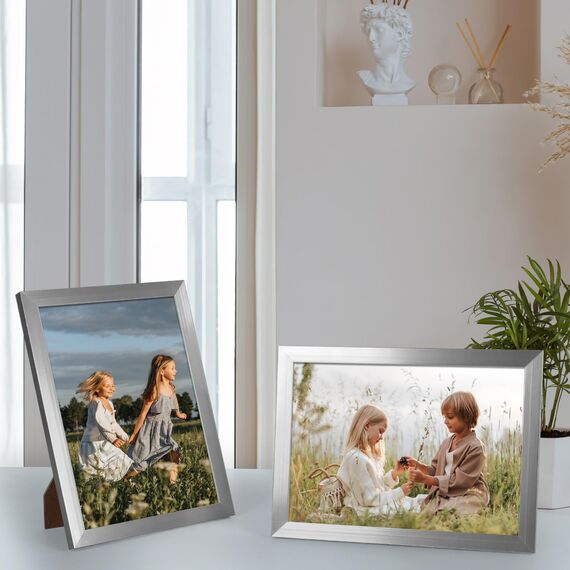 EYMPEU Bilderrahmen 13x18 CM 18er-Set, für Wand und Tisch, geeignet für den Einsatz in Büros und Wohnungen, Silber