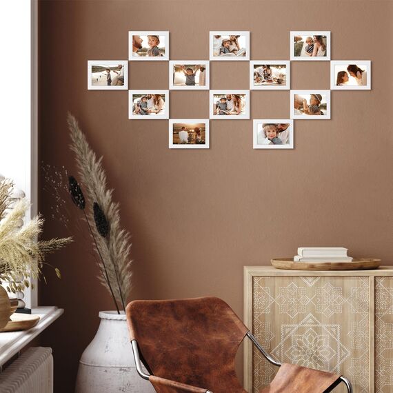 Giftgarden 12 Stück Bilderrahmen Set 9x13 cm für Fotos und Bilder, Moderne Weiß Fotorahmen Collage, Wand- oder Tischaufsteller - Geschenk Freund