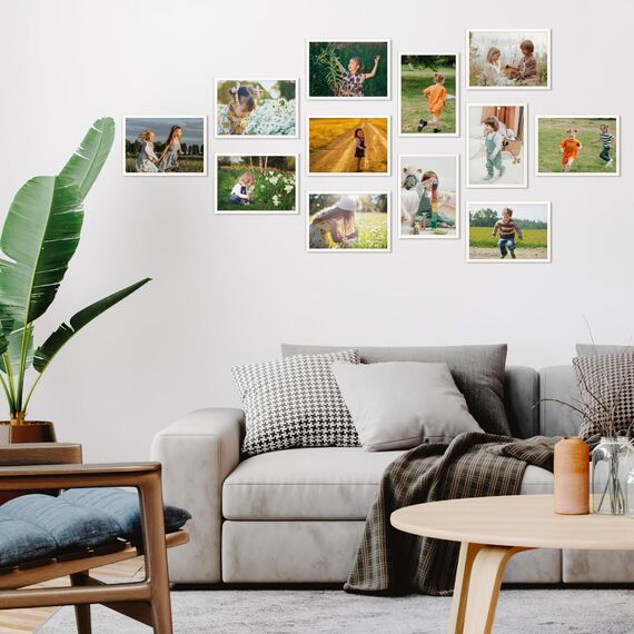 EYMPEU Bilderrahmen A4(21 x 29,7 cm) 18er-Set, für Wand und Tisch, geeignet für den Einsatz in Büros und Wohnungen, Weiß