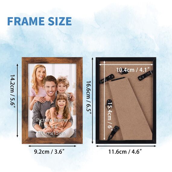 Hoikwo 18 Stück Bilderrahmen 10x15 cm, Braun Fotorahmen Collage Set für Wohnzimmer Schlafzimmer Kinderzimmer Büro Treppenhaus Flur, Wand- oder Tischaufsteller