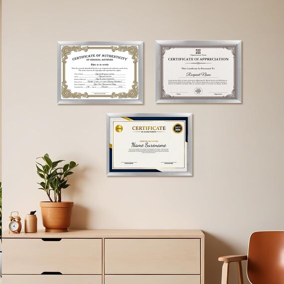 Giftgarden 7 Stück Silber Bilderrahmen DIN A4 Set für 21x29,7 CM Fotos und Bilder, Fotorahmen Collage für Kunstwerke Zertifikate Dokumente - Wand- oder Tischaufsteller