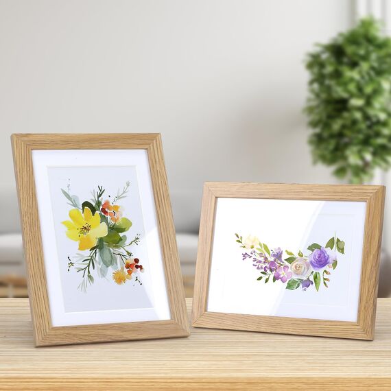 Vasemouh Naturholzfarbene Bilderrahmen 15er-Set, für 10x15 Bilder mit Passepartout oder für Bilder 13x18 ohne Passepartout, Wand- und Tischaufstellung