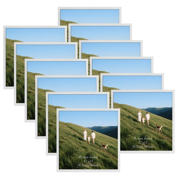 Giftgarden 12er Set Weiß Bilderrahmen 30x30 cm – Moderne Quadratische Fotorahmen aus PVC, Wanddekoration für Wohnzimmer, Schlafzimmer, Büro