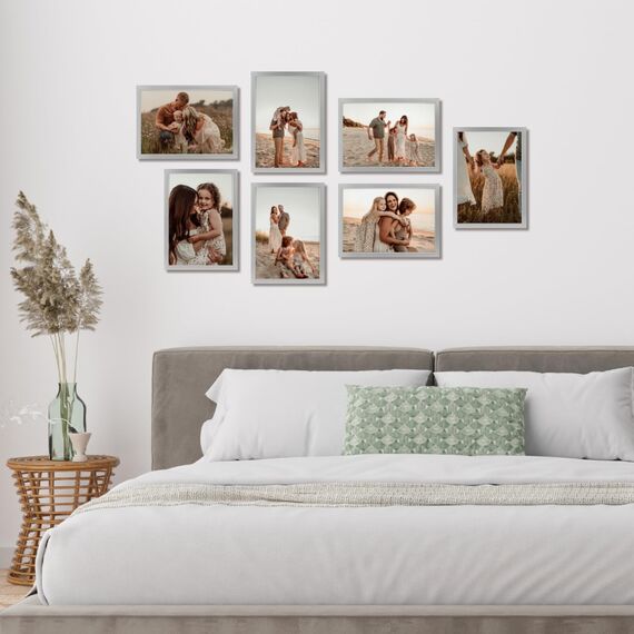 Giftgarden 12 Stück Bilderrahmen DIN A4 Set für 21x29,7 CM Fotos und Bilder, Fotorahmen Collage Silber für Kunstwerke Zertifikate Dokumente - Wand- oder Tischaufsteller