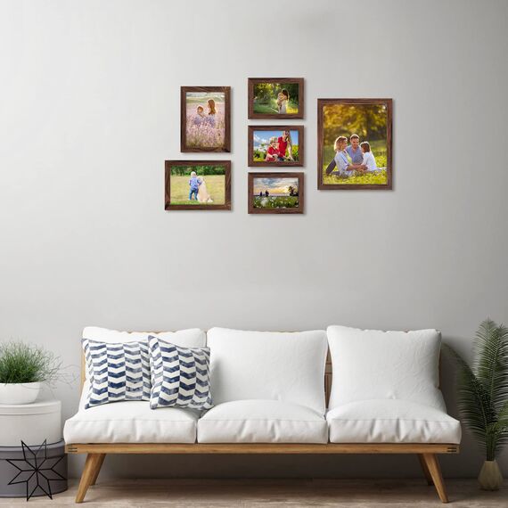 Giftgarden 7 Stück Bilderrahmen Set 13x18 cm für 18x13 Fotos und Bilder, Braun Fotorahmen Collage, Wand- oder Tischaufsteller - Geschenk Freund