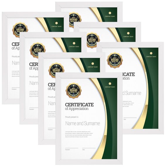 Giftgarden 7 Stück Bilderrahmen DIN A4 Set für 21x29,7 CM Fotos und Bilder, Fotorahmen Collage Weiß für Kunstwerke Zertifikate Dokumente - Wand- oder Tischaufsteller