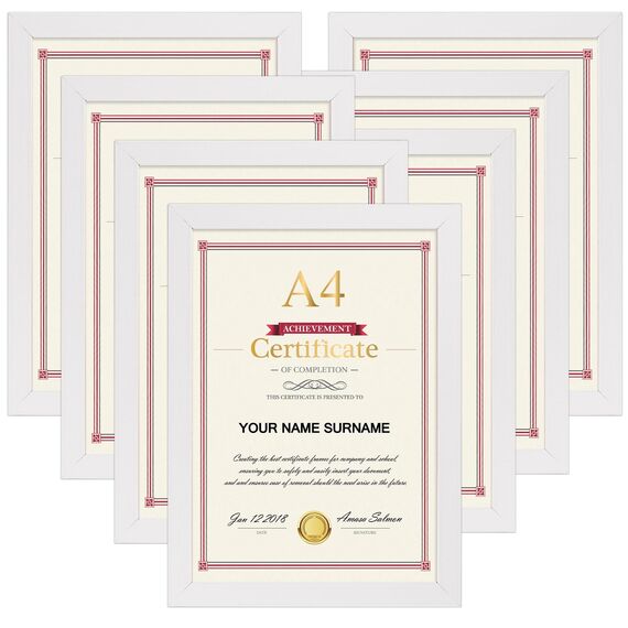 Giftgarden 7 Stück Bilderrahmen DIN A4 Set für 21x29,7 CM Fotos und Bilder, Fotorahmen Collage Weiß für Kunstwerke Zertifikate Dokumente - Wand- oder Tischaufsteller