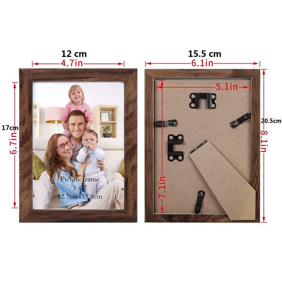 Giftgarden 7 Stück Bilderrahmen Set 13x18 cm für 18x13 Fotos und Bilder, Braun Fotorahmen Collage, Wand- oder Tischaufsteller - Geschenk Freund