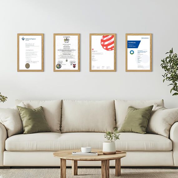 Vasemouh Bilderrahmen A4 (21x29,7cm) 15er-Set, ideal für Zertifikate und Dokumente, Naturholzfarbene Bilderrahmen für Wand- und Tischaufstellung