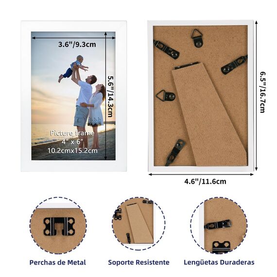 EYMPEU Bilderrahmen 10x15 CM 18er-Set, für Wand und Tisch, geeignet für den Einsatz in Büros und Wohnungen, Weiß