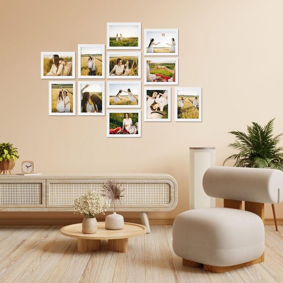 Giftgarden 12 Stück Bilderrahmen Set 15x20 cm, Weiß Fotorahmen für 20x15cm Fotos oder Bilder, Wand- oder Tischaufsteller für Wohnzimmer Schlafzimmer Büros