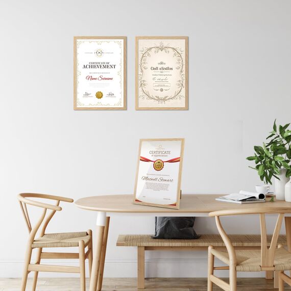 Giftgarden 12 Stück Holzfarbener Bilderrahmen A4 Set - Rahmen din A4 aus Kunststoff für 21x29,7 cm Fotos und Bilder, Fotorahmen Collage für Kunstwerke Zertifikate Dokumente