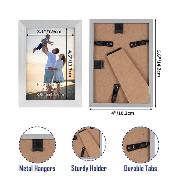 EYMPEU Bilderrahmen 9x13 CM 18er-Set, für Wand und Tisch, geeignet für den Einsatz in Büros und Wohnungen, Silber