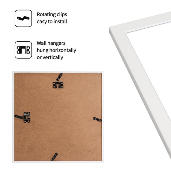 Giftgarden 12er Set Weiß Bilderrahmen 30x30 cm – Moderne Quadratische Fotorahmen aus PVC, Wanddekoration für Wohnzimmer, Schlafzimmer, Büro