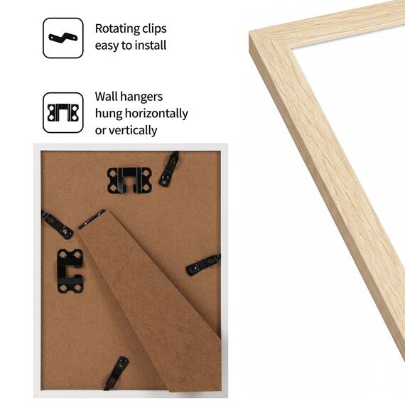 Giftgarden 12 Stück Bilderrahmen 15x20 cm in Holzoptik für Fotos und Bilder, Holzfarbener Fotorahmen Set aus Kunststoff, Wand- oder Tischaufsteller