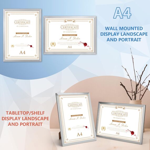 Hoikwo 18 Stück Bilderrahmen A4 Set, Silber Rahmen din A4 für 21x29,7 cm Foto Bilder Kinderzeichnungen Kunstwerke Zertifikate Dokumente, Fotorahmen für Wohnzimmer Schlafzimmer Büro Treppenhaus Flur