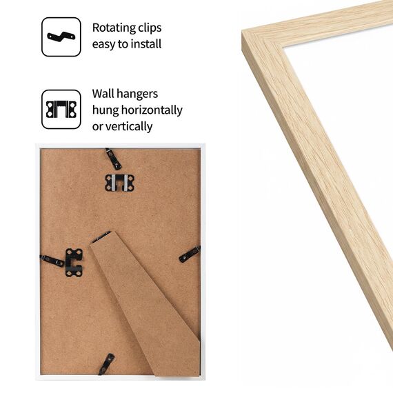 Giftgarden 12 Stück Holzfarbener Bilderrahmen A4 Set - Rahmen din A4 aus Kunststoff für 21x29,7 cm Fotos und Bilder, Fotorahmen Collage für Kunstwerke Zertifikate Dokumente