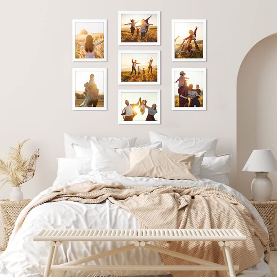 Giftgarden 7 Stück Bilderrahmen Set 20x25 cm für 25x20 Fotos und Bilder, Moderne Weiß Fotorahmen Collage, Wand- oder Tischaufsteller - Geschenk Freund