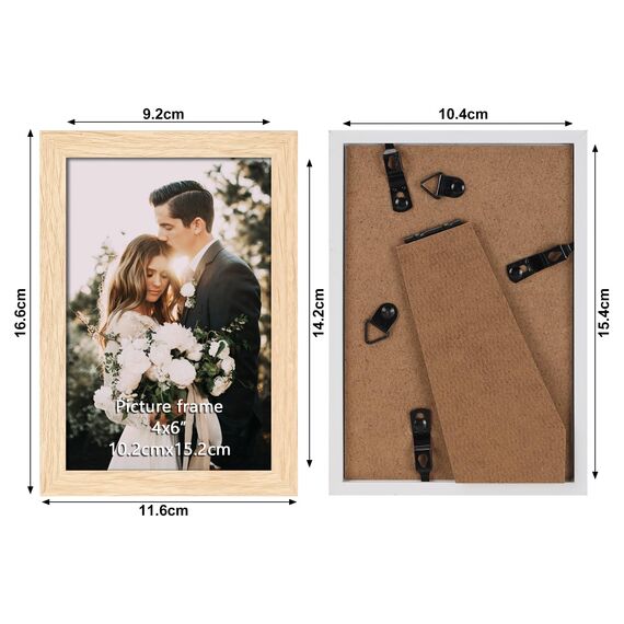 Giftgarden 12 Stück Bilderrahmen 10x15 cm in Holzoptik für Fotos und Bilder, Holzfarbener Fotorahmen Set aus Kunststoff, Wand- oder Tischaufsteller