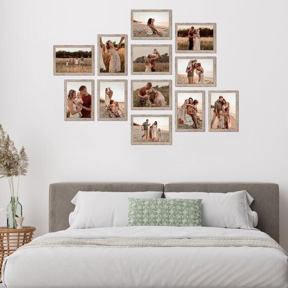 Giftgarden 12 Stück Bilderrahmen A4 Set - Rahmen din A4 für 21x29,7 cm Fotos und Bilder, Beige Holzmaserung Fotorahmen Collage für Kinderzeichnungen Kunstwerke Zertifikate Dokumente