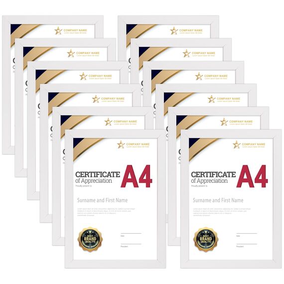 Giftgarden 12 Stück Weiße Bilderrahmen A4 Set - Rahmen din A4 für 21x29,7 cm Fotos und Bilder, Fotorahmen Collage für Kinderzeichnungen Kunstwerke Zertifikate Dokumente