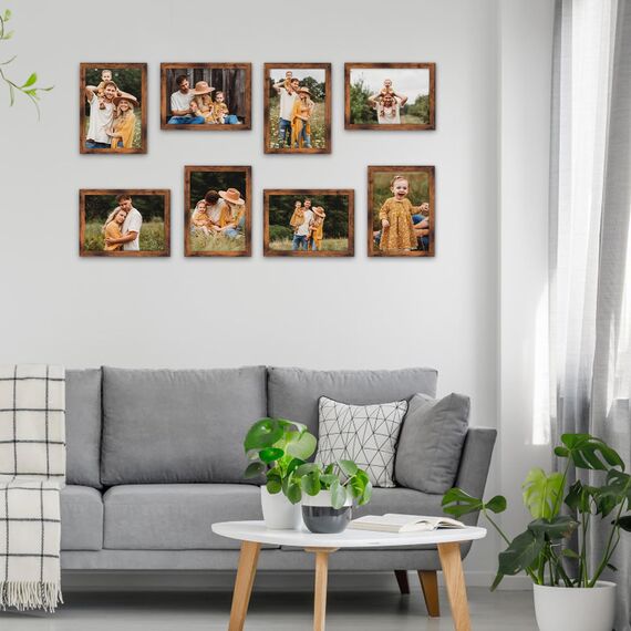 Hoikwo 18 Stück Bilderrahmen 13x18 cm, Braun Fotorahmen Collage Set für Wohnzimmer Schlafzimmer Kinderzimmer Büro Treppenhaus Flur, Wand- oder Tischaufsteller