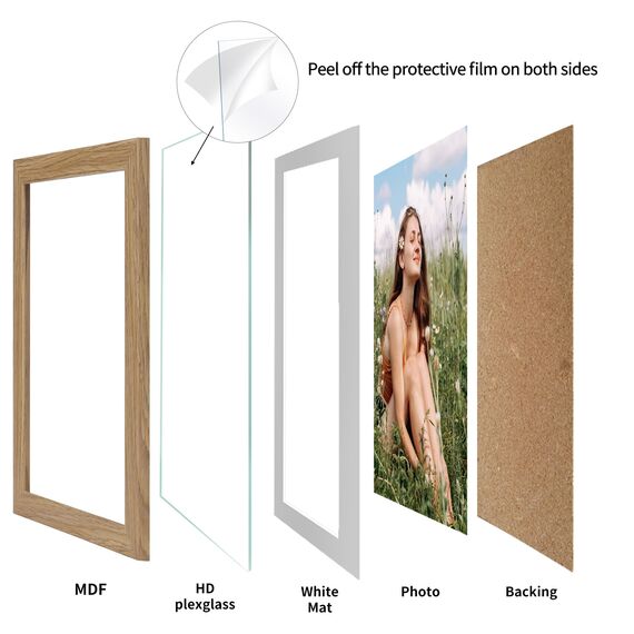 Vasemouh Naturholzfarbene Bilderrahmen 15er-Set, für 10x15 Bilder mit Passepartout oder für Bilder 13x18 ohne Passepartout, Wand- und Tischaufstellung