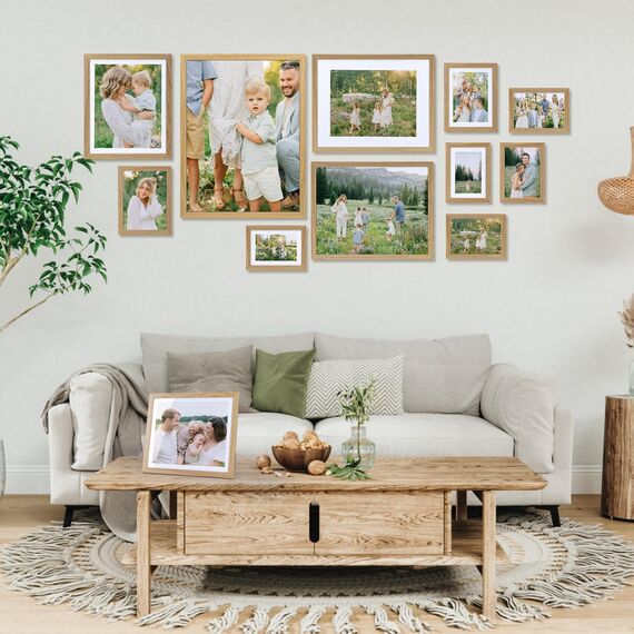 Vasemouh 15er-Set Bilderrahmen 20x30cm aus MDF – Naturholzfarbe für Wand- und Tischaufstellung im Zuhause und Büro – Ideal für kreative Fotowände und Kunstwerke