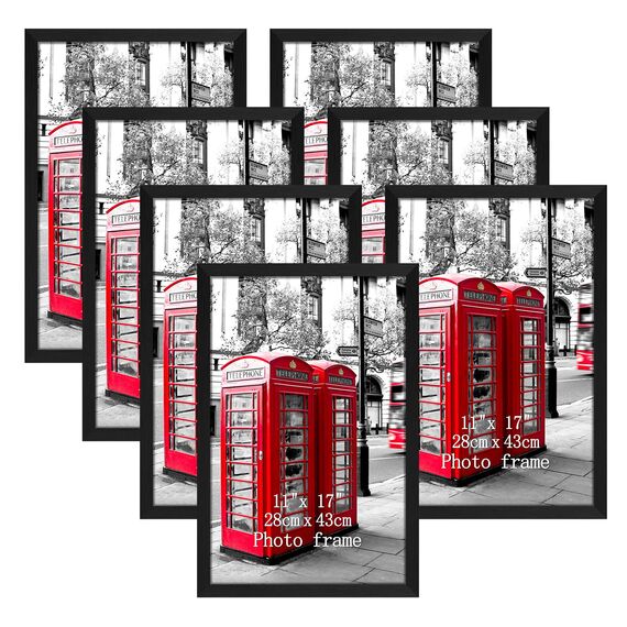 Giftgarden Bilderrahmen, 28 x 43 cm, Schwarz, Posterrahmen für Galeriewand, 8 Stück