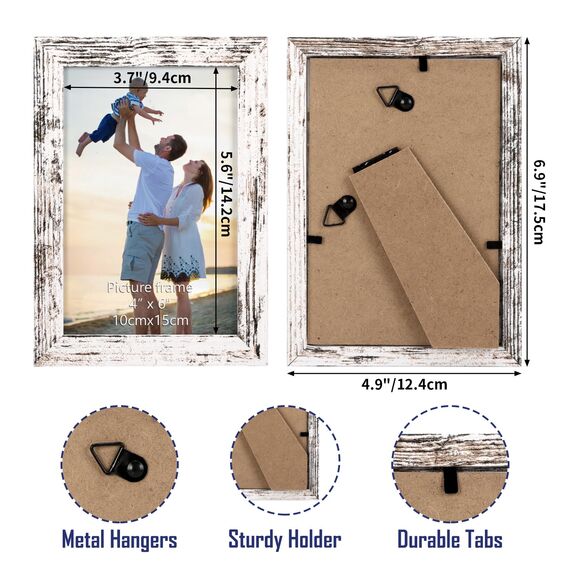 EYMPEU Bilderrahmen 10x15 CM 18er-Set, MDF Bilderrahmen für Wand und Tisch, geeignet für den Einsatz in Büros und Wohnungen, Vintage-Weiß