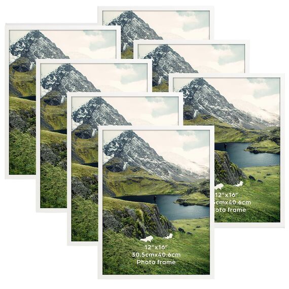 Giftgarden 7er-Set Weiß Bilderrahmen 30x40 cm - Klassisches Weiß Fotorahmen - Nur für Wandmontage, für Wohnzimmer, Flur oder Büro