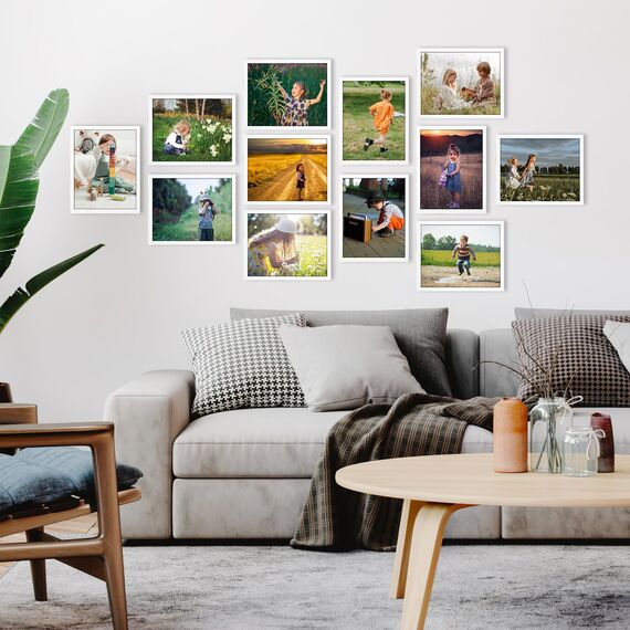 EYMPEU Bilderrahmen 20x25 CM 18er-Set, für Wand und Tisch, geeignet für den Einsatz in Büros und Wohnungen, Weiß