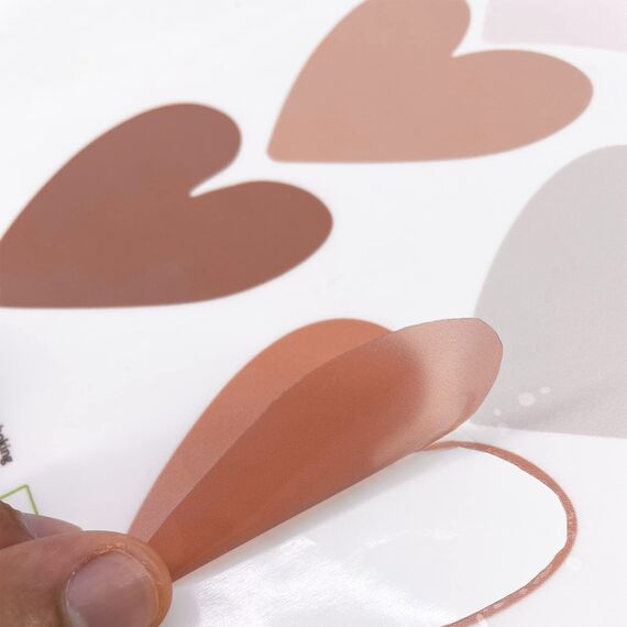 funlife 72 Stück Wandaufkleber für Kinderzimmer Babyzimmer, selbstklebende PVC-Wandtattoo Wandsticker, Boho-Stil-Aufkleber für Mädchen Jungen Baby, Boho Herzen