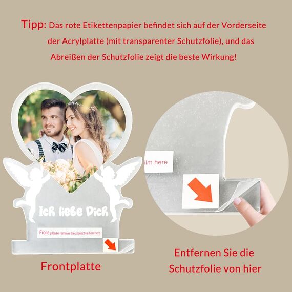 KoxSmar Personalisierte Geschenke für Frauen und Männer, Personalisierte Bilderrahmen mit Foto, Personalisierte Acryl Plakette mit Nachtlicht, Personalisierte Weihnachtsgeschenke für Frauen
