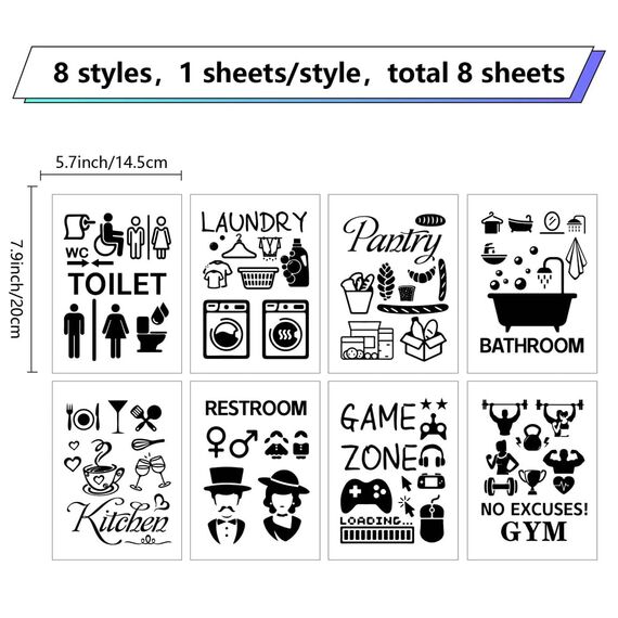 craspire Schild-Aufkleber Für Zuhause, Zimmer, Schild, Schwarz, Spielzone, Wasserdicht, Abnehmbar, Vinyl, Wandkunst, Toilette, Schlafzimmer, Küche, Spielzimmer, Fitnessstudio, Dekoration