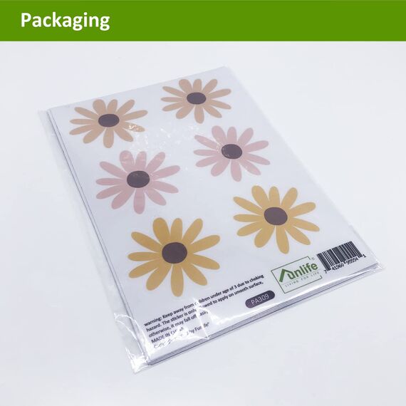Funlife Wandtattoo Kinderzimmer Deko, Gänseblümchen Home Decor Wandsticker 72 Stück, Wasserfest Floral Home Decor Botanisch Sticker, Gänseblümchen 14