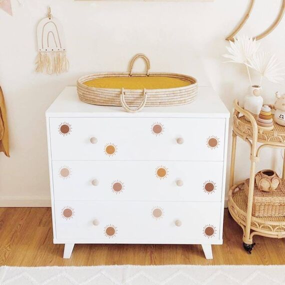 funlife 72 Stück Wandaufkleber für Kinderzimmer Babyzimmer, selbstklebende PVC-Wandtattoo Wandsticker, Boho-Stil-Aufkleber für Mädchen Jungen Baby, Boho Sonne