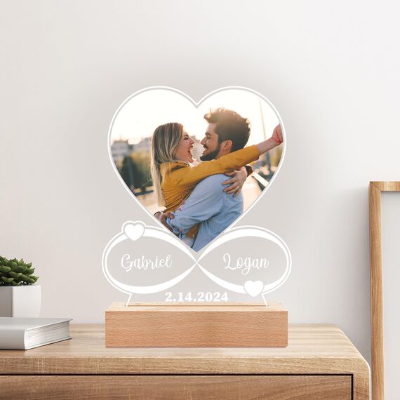 KoxSmar Personalisierte Geschenke für Frauen und Männer, Personalisierte Bilderrahmen mit Foto, Personalisierte Acryl Plakette mit Nachtlicht, Personalisierte Weihnachtsgeschenke für Frauen