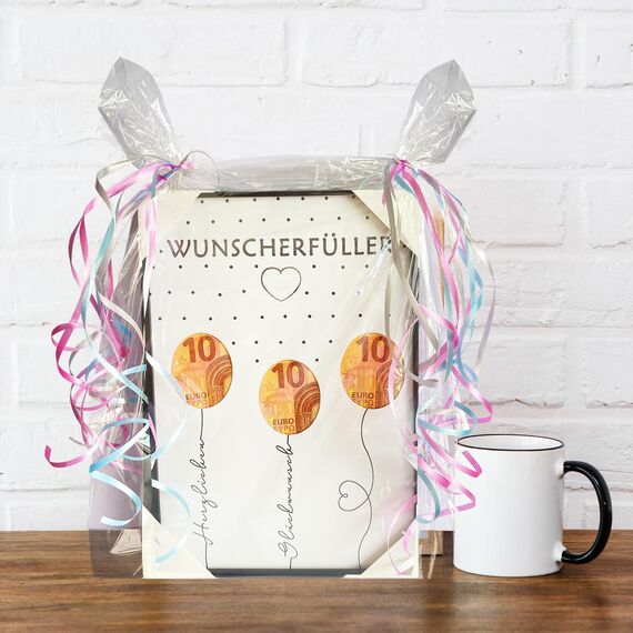 EngGlück Wunscherfüller Geldgeschenk Geburtstag Bilderrahmen, Geschenke zum Geburtstag, Lustige Geldgeschenke Verpackung Geld Geschenk Mann Frau Größe Din A4 (W-A)