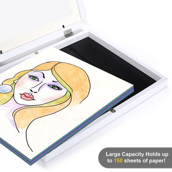 Mkitnvy Bilderrahmen Kinderzeichnungen,Frontöffnung Kunstfotorahmen für Kinder Bilder, Acryl-Kunst-Rahmen A4 Zum öffnen, Kunstrahmen Frontöffnung,kann platziert werden mit ca. 50-150 Bildern, Weiss