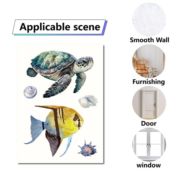 CRASPIRE 8 Blatt 8 Stile Wandaufkleber „Unter Dem Meer“, Schildkröten, Fensteraufkleber, Quallen, Meeresfische, Wanddekoration, Abnehmbar, Für Kinderzimmer, Schlafzimmer, Wohnzimmer, Badezimmer