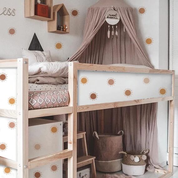 funlife 72 Stück Wandaufkleber für Kinderzimmer Babyzimmer, selbstklebende PVC-Wandtattoo Wandsticker, Boho-Stil-Aufkleber für Mädchen Jungen Baby, Boho Sonne