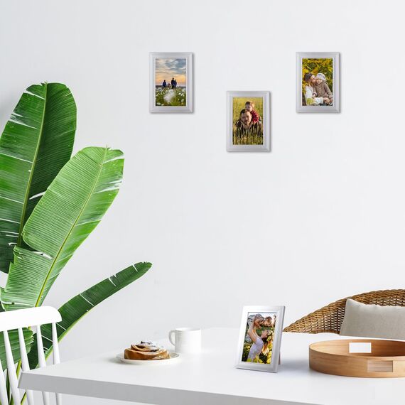 Giftgarden 12 Stück Bilderrahmen 10x15 cm Silber für 15x10 Fotos, Fotorahmen Collage Set mit Plexiglas, Wand- oder Tischaufsteller