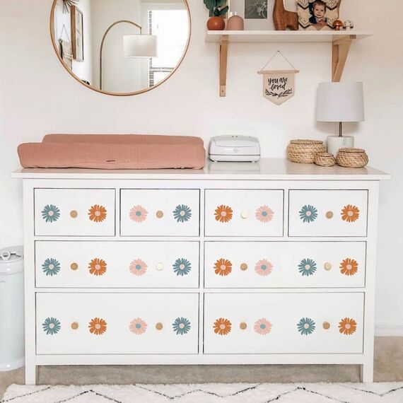 Funlife Wandtattoo Kinderzimmer Deko, Gänseblümchen Home Decor Wandsticker 72 Stück, Wasserfest Floral Home Decor Botanisch Sticker, Gänseblümchen 14