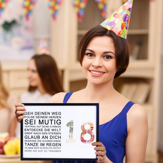 EngGlück 18. Geburtstag Junge Mädchen Geschenk, Bilderrahmen Geldgeschenk zum18. Geburtstag Karte Geschenkideen Geburtstagsgeschenk 18 Jahre Größe Din A4 (18. Geburtstag)