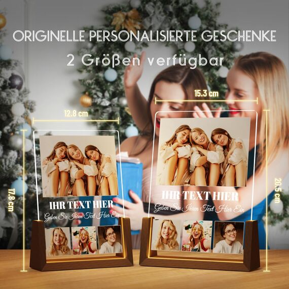 Giftove Personalisierte Geschenke für Beste Freundin, Schwester, Frauen, BFF & Familie - Personalisiert Bilderrahmen LED - Weihnachtsgeschenke Ideen - Foto Geschenk für zum Weihnachten, Geburtstag