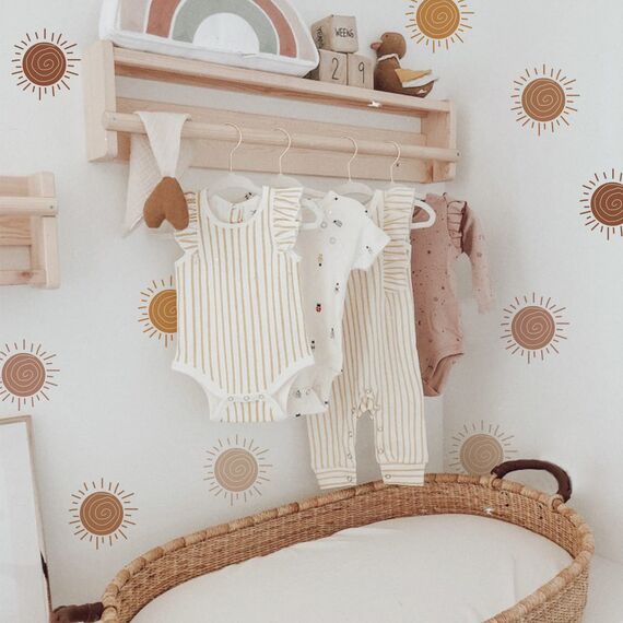 funlife 72 Stück Wandaufkleber für Kinderzimmer Babyzimmer, selbstklebende PVC-Wandtattoo Wandsticker, Boho-Stil-Aufkleber für Mädchen Jungen Baby, Boho Sonne