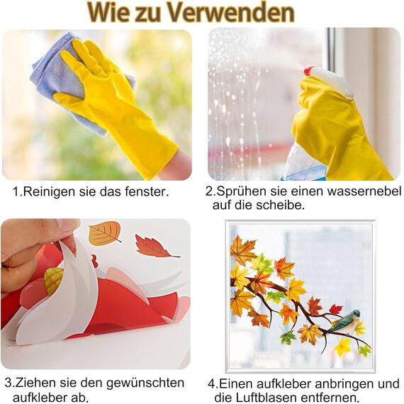 Aonveki 68 Stück Fensterbilder Herbst Selbstklebend, Thanksgiving Herbstdeko Fenster Aufkleber Ohne Kleber, Ahornblätter Kürbis Kleintiere Fensterdeko Herbst für Kinderzimmer Cafe