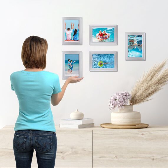 Giftgarden 12 Stück Bilderrahmen 10x15 cm Silber für 15x10 Fotos, Fotorahmen Collage Set mit Plexiglas, Wand- oder Tischaufsteller